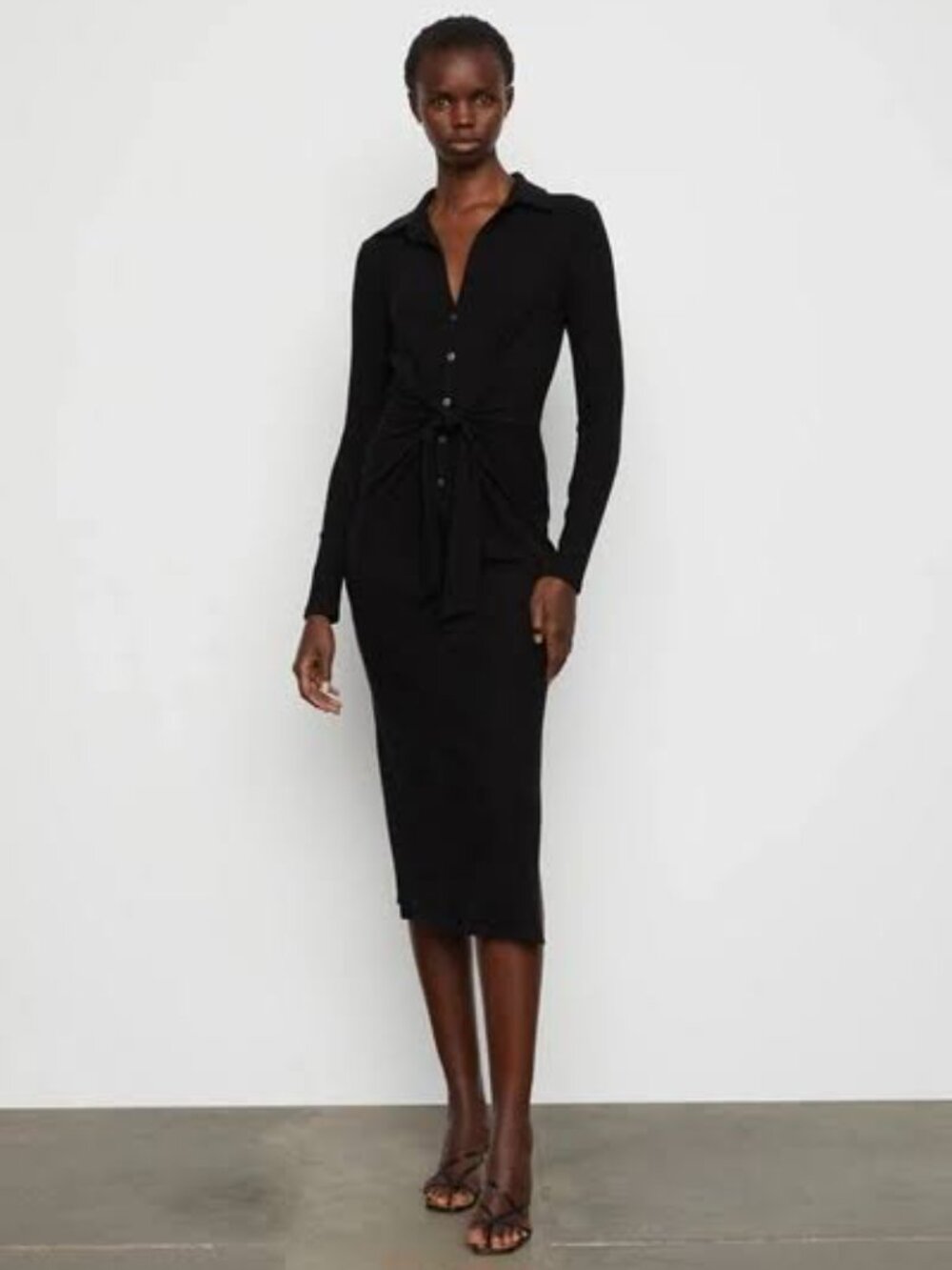 Bailey 44 Black Ribbed Kennedy Midi Dress Size M NWT MSRP $218